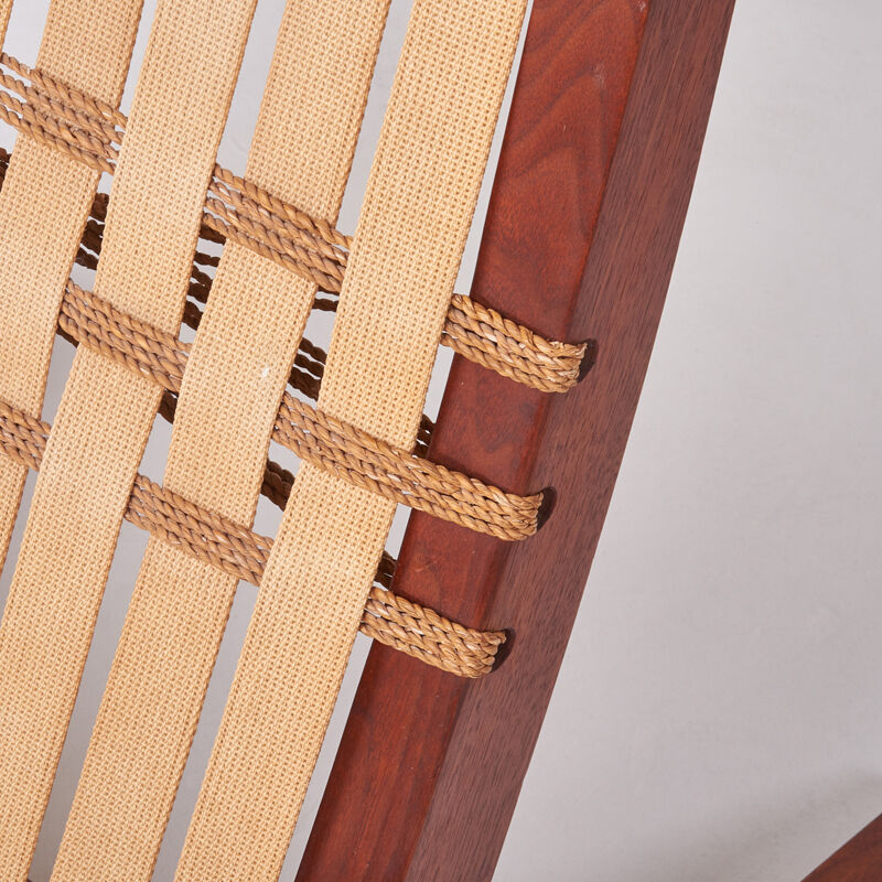 George Nakashima, ‘Long chair, New Hope, PA’, Design/Decorative Art, Walnut, webbing, grass cord, Rago/Wright/LAMA