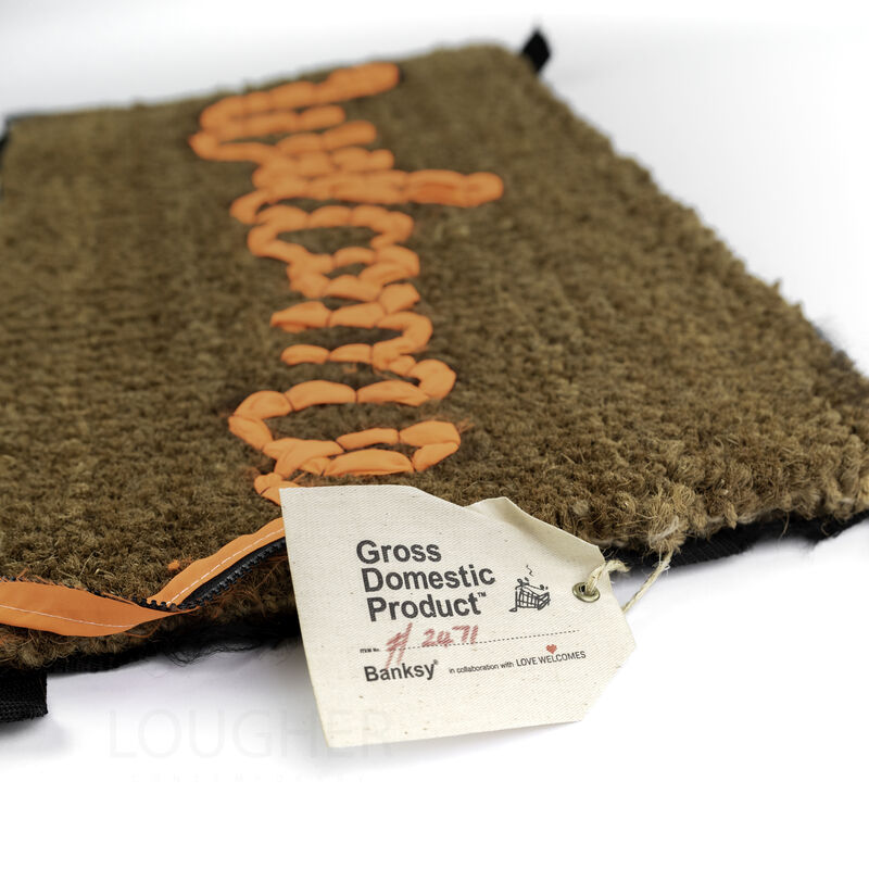 Banksy, ‘Welcome Mat’, 2019, Ephemera or Merchandise, Hand-stitched welcome mat using the fabric from life vests abandoned on the beaches of the Mediterranean, Lougher Contemporary Gallery Auction