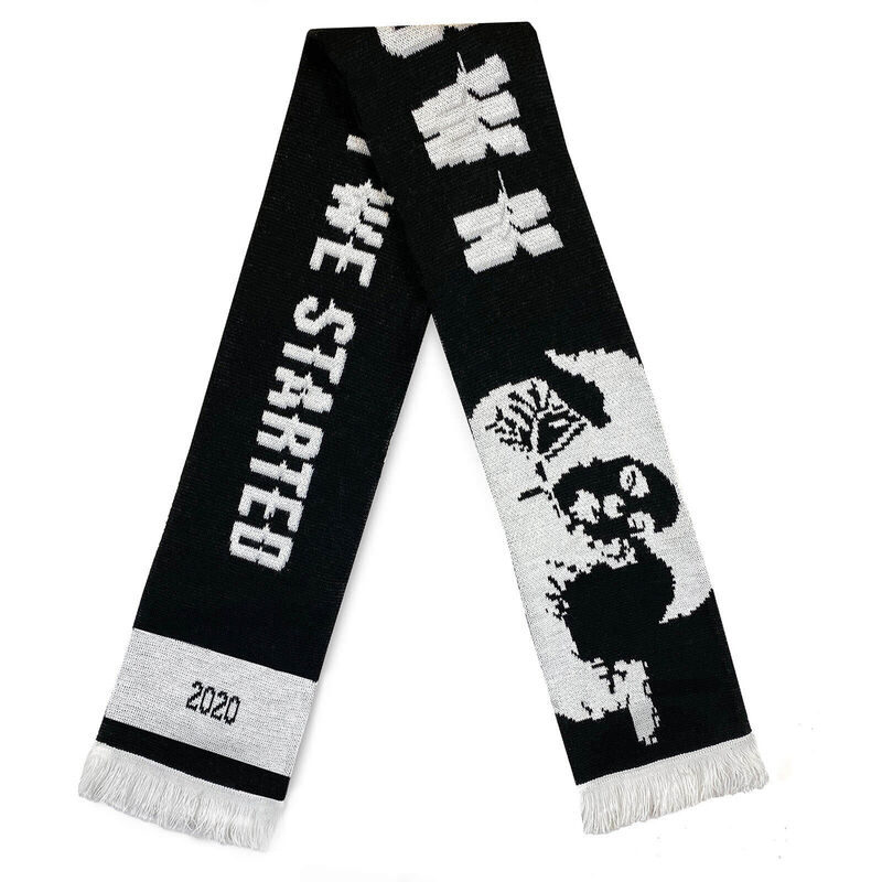 Banksy, ‘'Top Billin' (black) Scarf (w/Clown Skateboards)’, 2020, Fashion Design and Wearable Art, 100% acrylic scarf with fringed ends., Signari Gallery