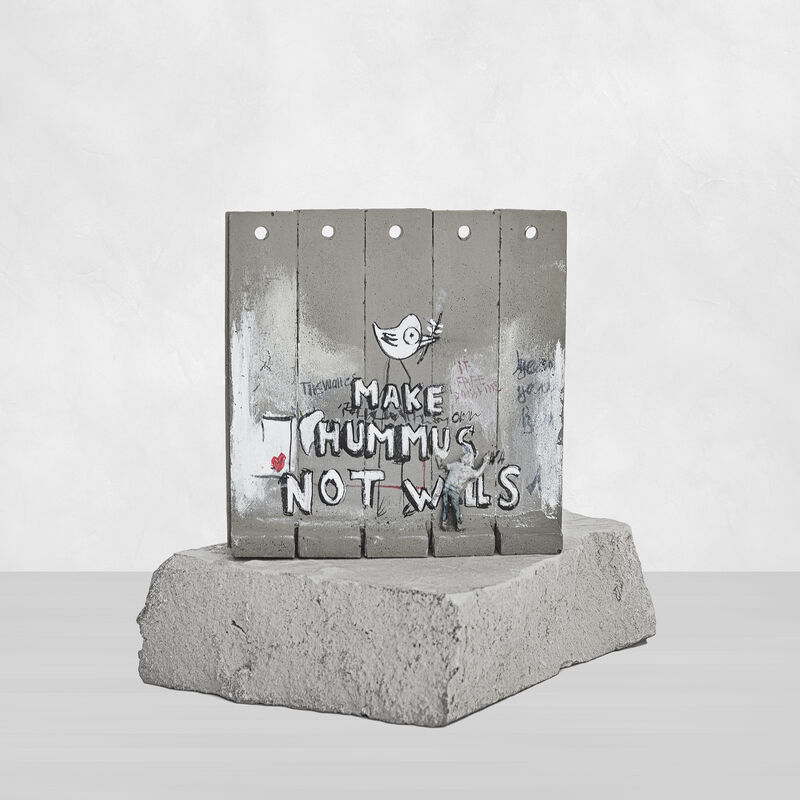 Banksy, ‘Walled Off Hotel - Two-Part Souvenir Wall Section (Make Hummus Not Walls)’, Ephemera or Merchandise, Hand-painted resin sculpture with West Bank Separation Wall base, Tate Ward Auctions