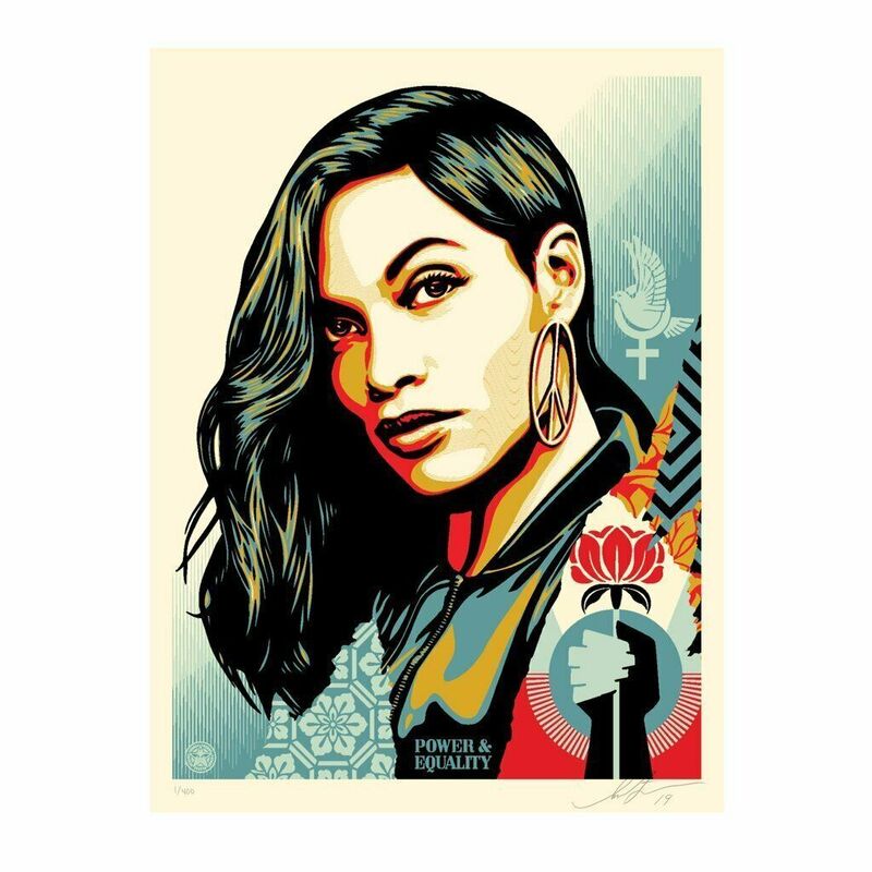 Shepard Fairey, ‘"Power & Equality"  Flower & Rosario Dawson ’, 2019, Print, Screen Print On Thick Speckle Tone Paper, New Union Gallery