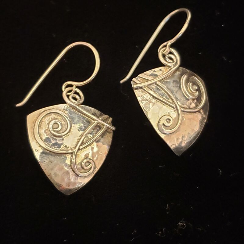 Meghan Tippy Reese, ‘Triangular Applique Dangle earrings ’, 2018, Jewelry, Hammered Sterling silver, Springfield Art Association