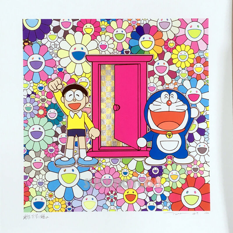 Takashi Murakami, ‘DORAEMON: WE CAME TO THE FIELD OF FLOWERS THROUGH ANYWHERE DOOR (DOKODEMO DOOR) ’, 2019, Print, 4c offset + cold stamp, Dope! Gallery