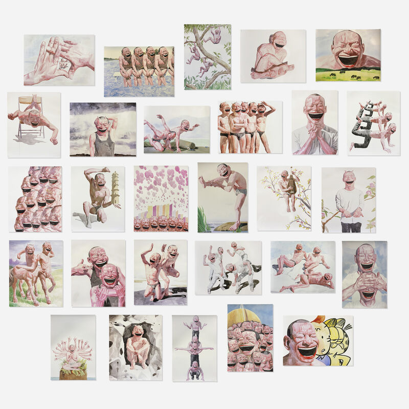 Yue Minjun, ‘Smile-ism (Complete Set of 28 Works)’, 2006, Print, 28 lithographs in colors on wove paper, Artsy x Rago/Wright
