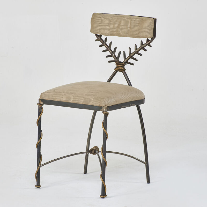 Mario Villa, ‘Palm side chair’, 1990, Design/Decorative Art, Wrought iron, upholstery, Rago/Wright/LAMA