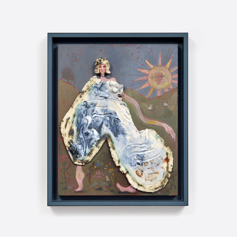 Alexandra Levasseur, ‘Le pyjama.’, 2020, Mixed Media, Gouache, oil painting, grease pencil and enamelled stoneware on wood, Galerie C.O.A
