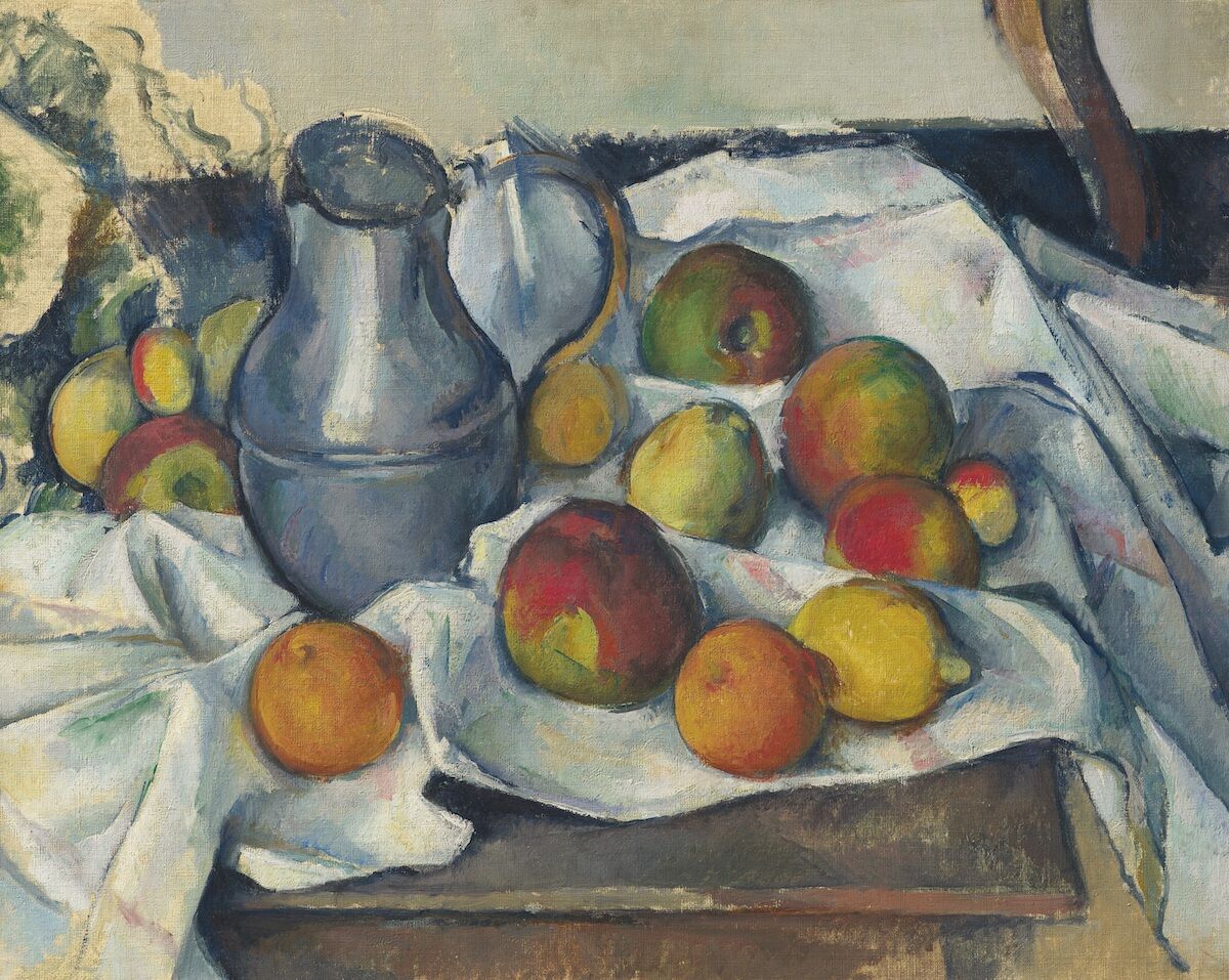 Paul Cézanne, Bouilloire et fruits, 1888–90, oil on canvas. Est. in the region of $40 Million. Courtesy Christie’s Images Ltd. 2019.