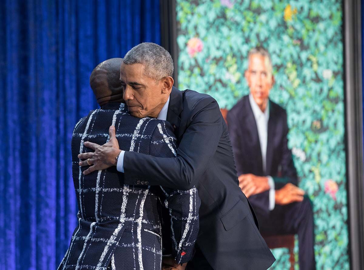 President Barack Obama and Kehinde Wiley at the unveiling ceremony on February 12, 2018. © Pete Souza. Courtesy of Princeton University Press.