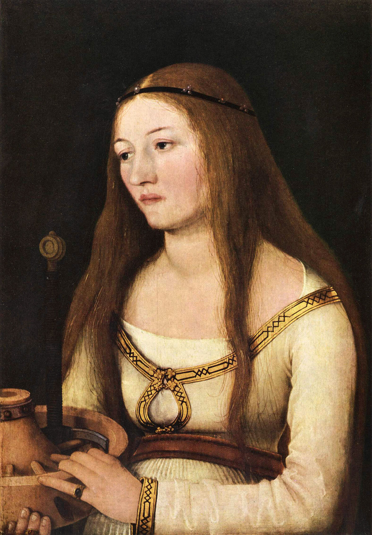 Hans Holbein the Elder portrait of Saint Catherine (1510). Via Wikimedia Commons.