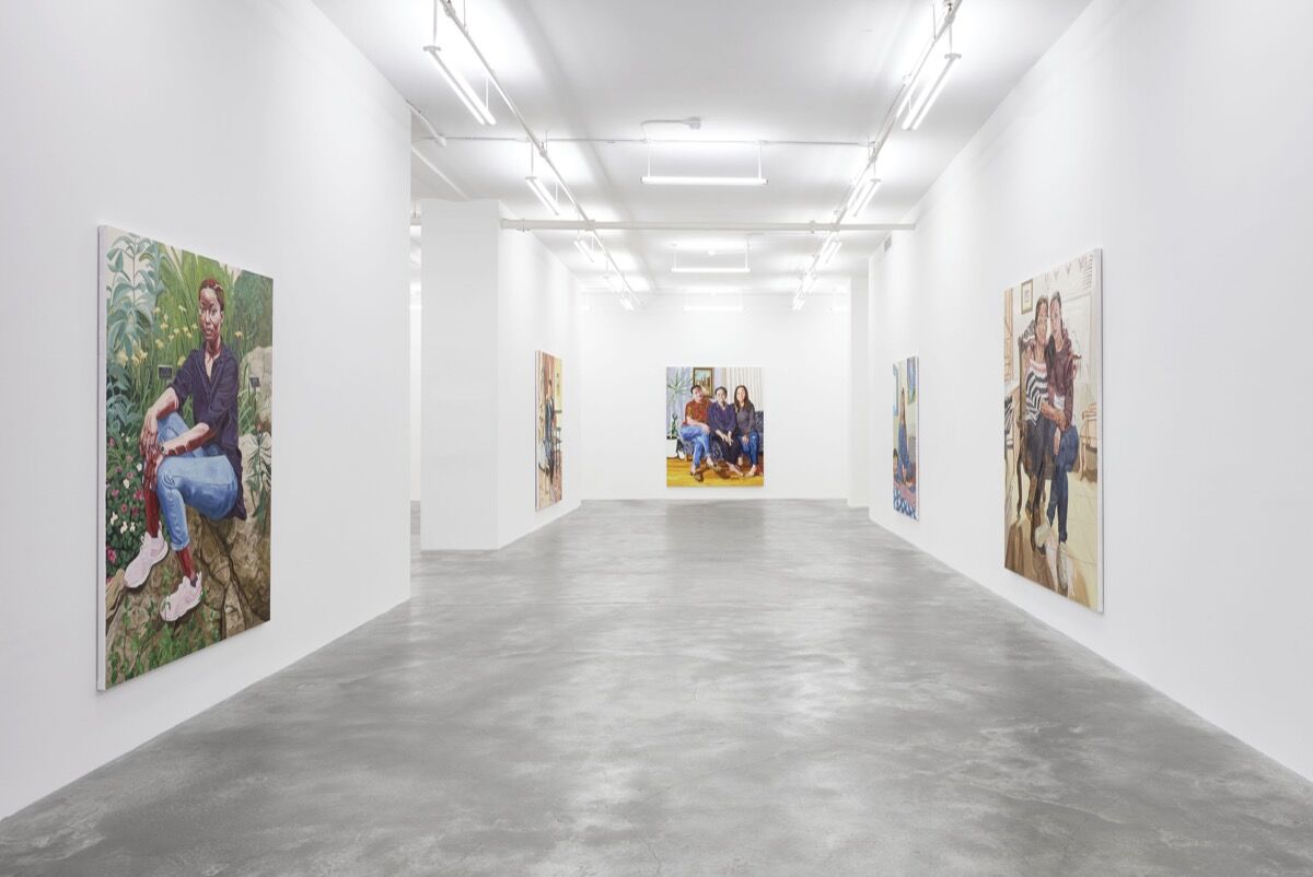 Installation view of “Jordan Casteel: The Practice of Freedom,” at Casey Kaplan. Photo by Jason Wyche. © Jordan Casteel. Courtesy of the artist and Casey Kaplan, New York.  