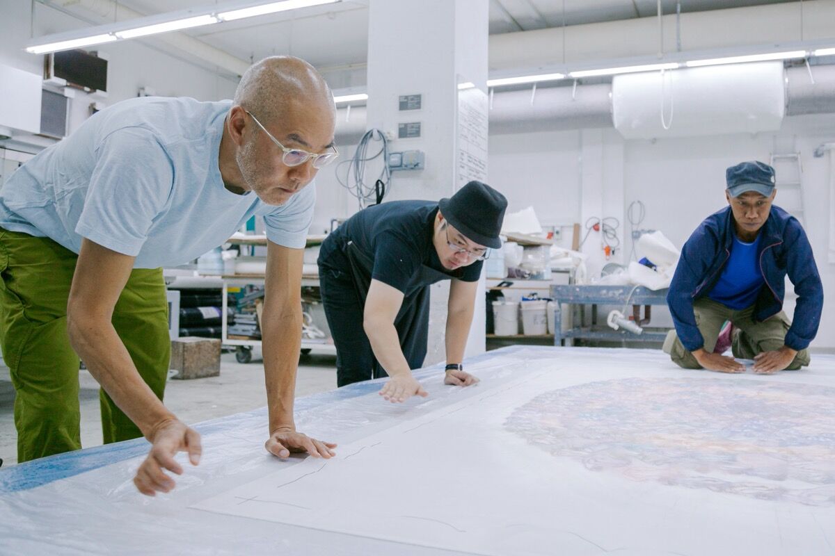 Do Ho Suh working on a print at STPI. Courtesy of STPI Creative Workshop &amp; Gallery. 