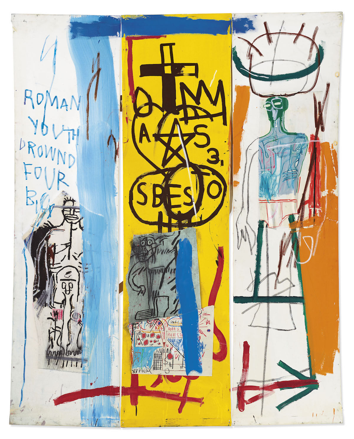 Jean-Michel Basquiat, Four Big, 1982. Est. £7.5 million–£9.5 million ($9.3 million–$11.8 million). Courtesy Christie’s.