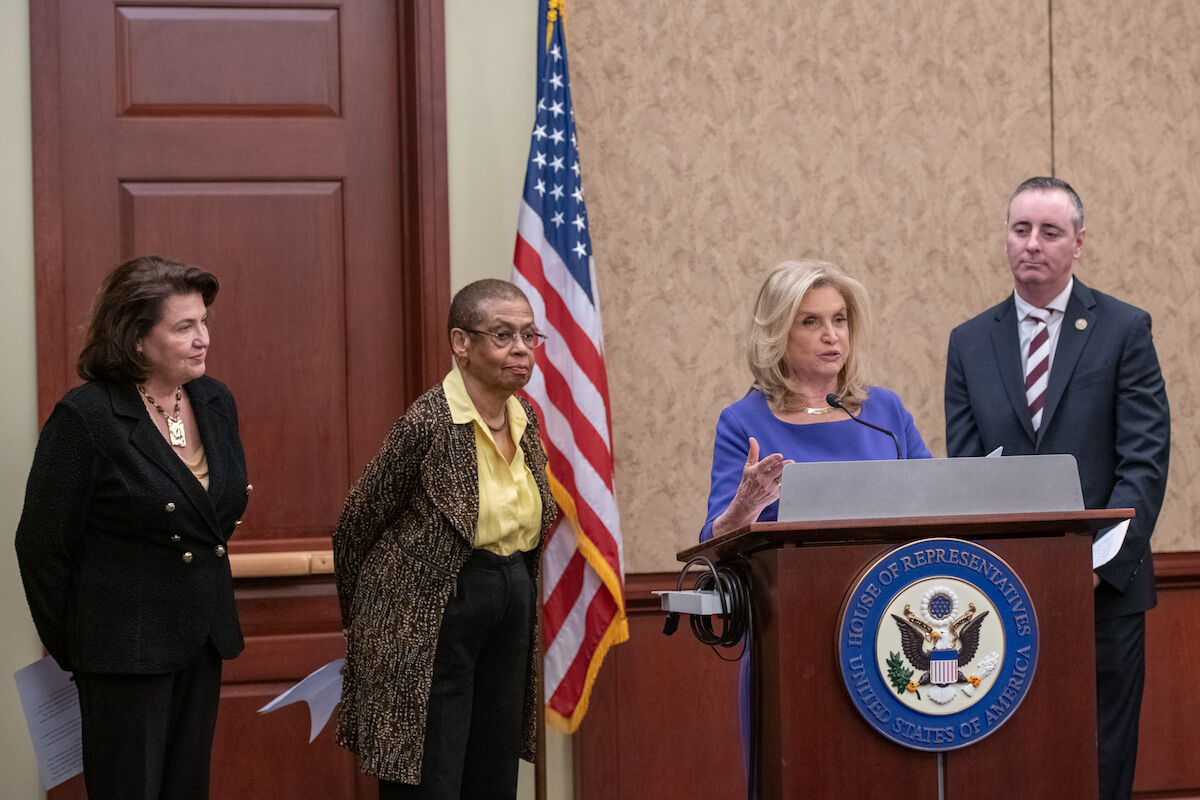  Congresswoman Carolyn B. Maloney (D-NY) speaks at a press conference regarding the expected passage of H.R. 1980, the Smithsonian Women’s History Museum Act. Photo by Phi Ngyuen.