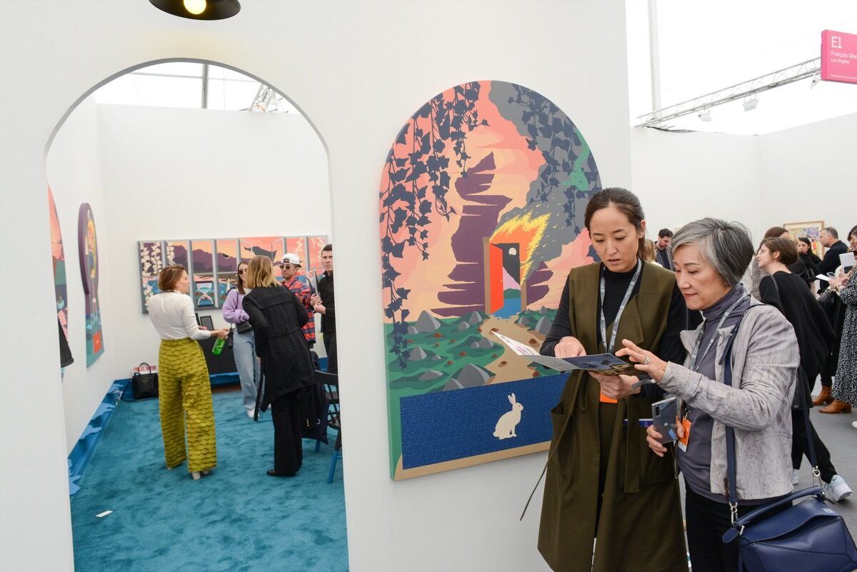 Installation view of Anat Ebgi&#x27;s booth at Frieze Los Angeles, 2020. Photo by Casey Kelbaugh. Courtesy of Casey Kelbaugh/Frieze.