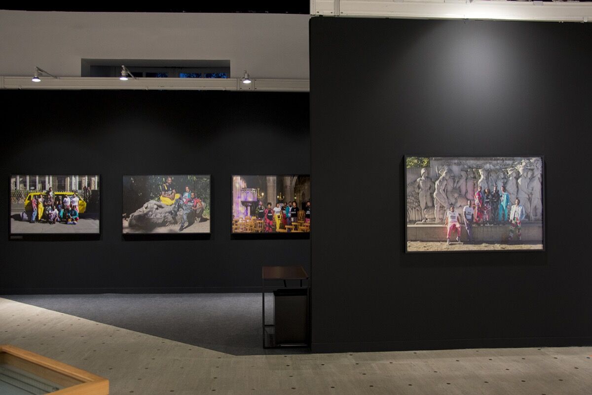 Installation view of Galerie Imané Farés&#x27; booth at FIAC 2019, Paris. © Emeka Ogboh and Galerie Imane Fares, Paris.