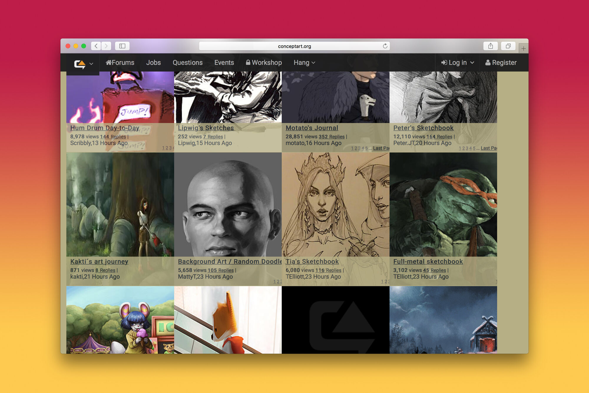 Screenshot of the Conceptart.org interface, 2019. Used with permission from Conceptart.org.