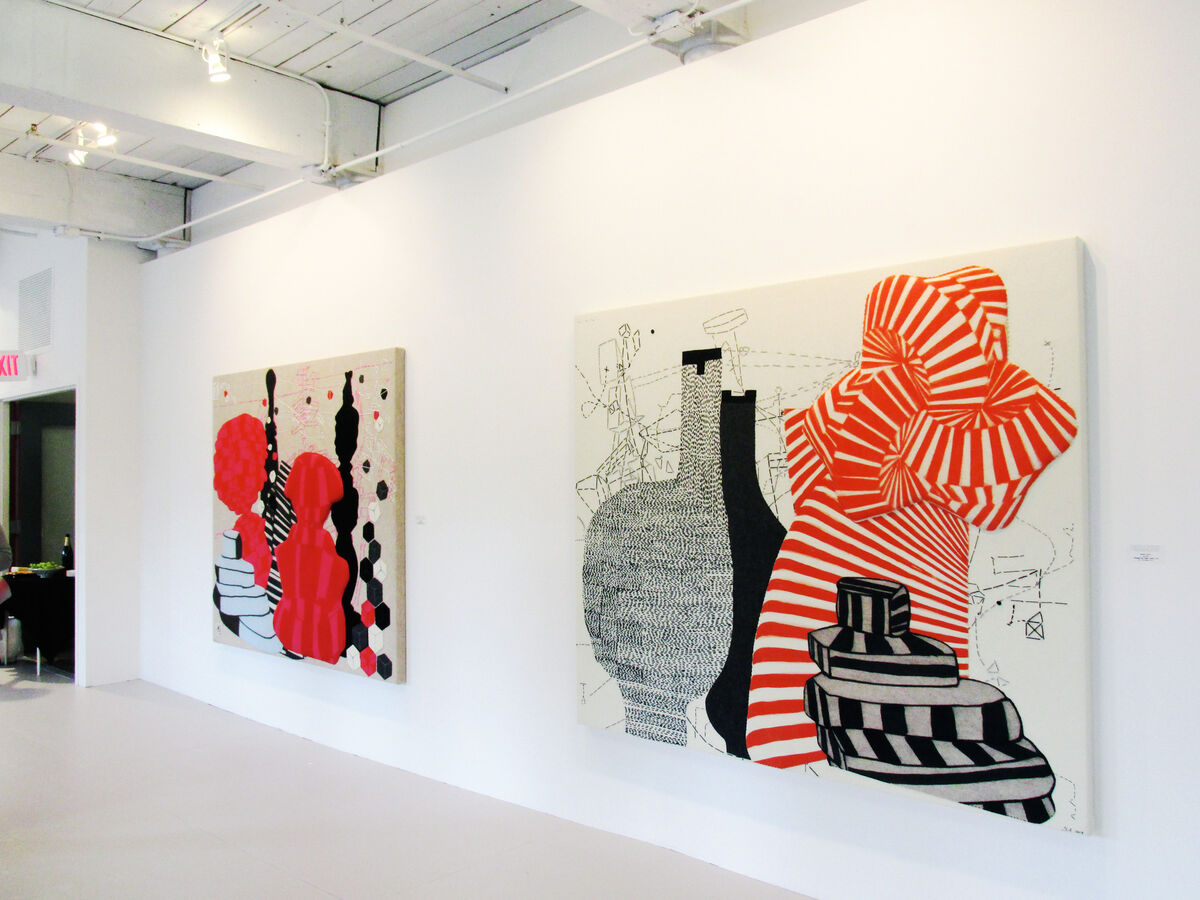 Installation view courtesy of Sarah Amos and Cynthia Reeves Gallery.