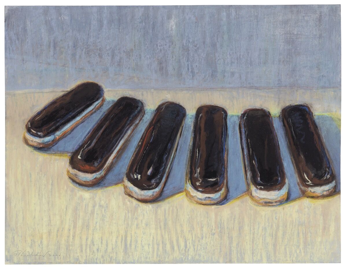 Wayne Thiebaud, Six Eclairs, signed and dated “Thiebaud 2004” (lower left). Courtesy of Christie&#x27;s.