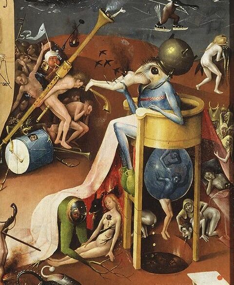 Detail of the right panel of Hieronymus Bosch, The Garden of Earthly Delights , 1490-1500. Image via Wikimedia Commons.