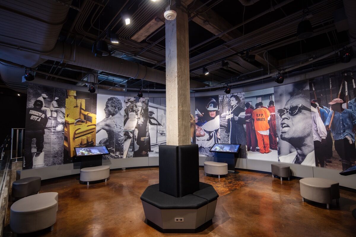 Interior view of the Legacy Museum. Courtesy of Equal Justice Initiative ∕ Human Pictures.