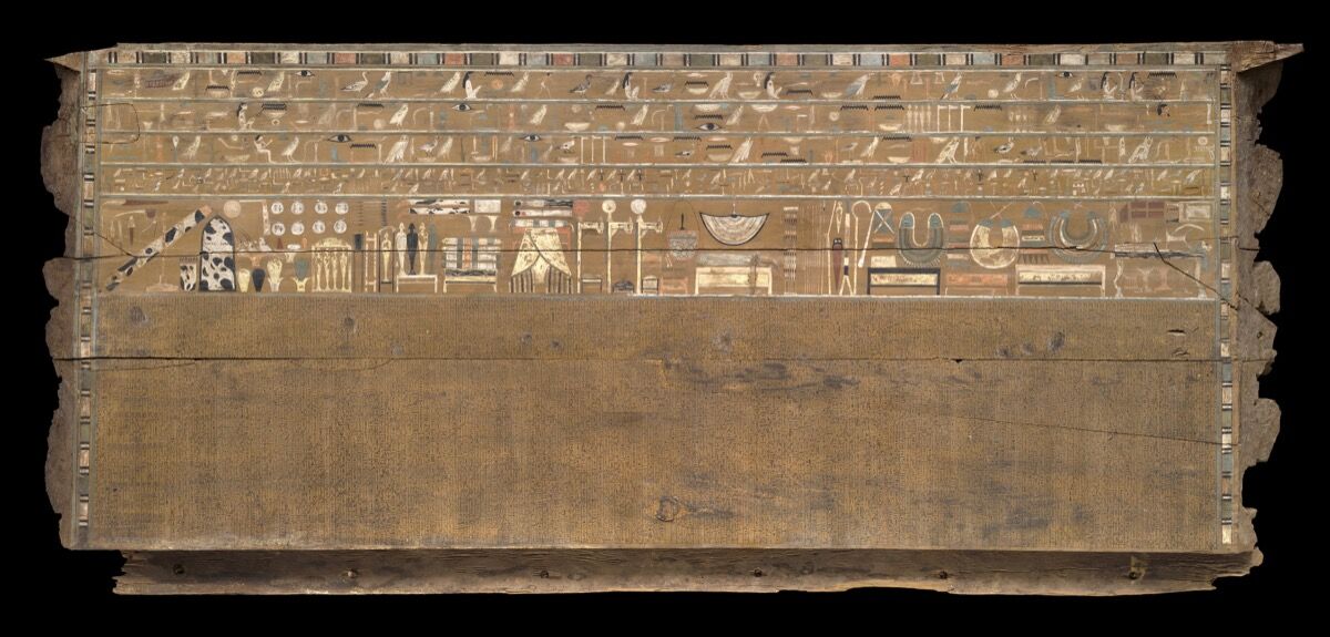 Back side panel of the outer coffin of                    Djehutynakht, 2010–1961 B.C. Harvard University—Boston                    Museum of Fine Arts Expedition. © Museum of Fine Arts,                    Boston. 