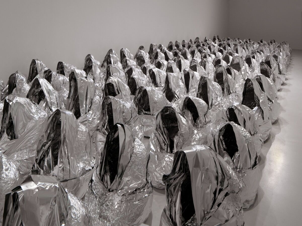 Kader Attia, installation view of Ghost, 2007, in “Kader Attia: On Silence” at Mathaf: Arab Museum of Modern Art, Doha, Qatar, 2021. Courtesy of the artist and Qatar Museums.