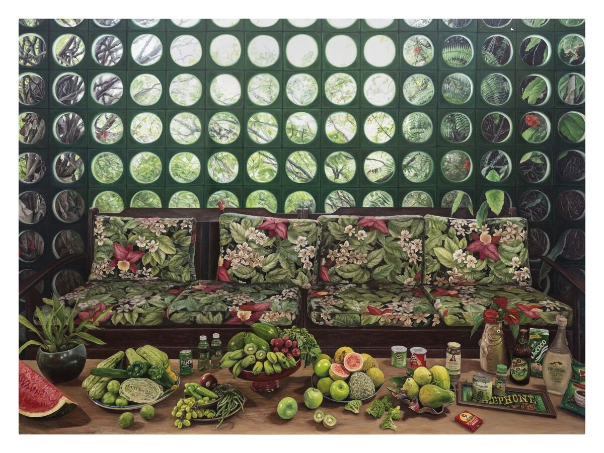 Ana Elisa Egreja, Tropical paradise: Green still life with Cobogós, 2020. Courtesy of Sandretto Re Rebaudengo Collection.