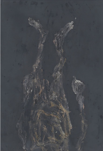 Georg Baselitz, Man steht Vor Einer Schwarzen Wand, Oil on canvas, 305 x 209 cm, 2015