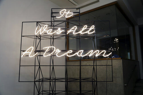 Matthew Sleeth, It Was All A Dream, 2016. &nbsp; Neon and Steel, 126 x 95 x 32 inches. &nbsp;Courtesy of the Artist and Claire Oliver Gallery.