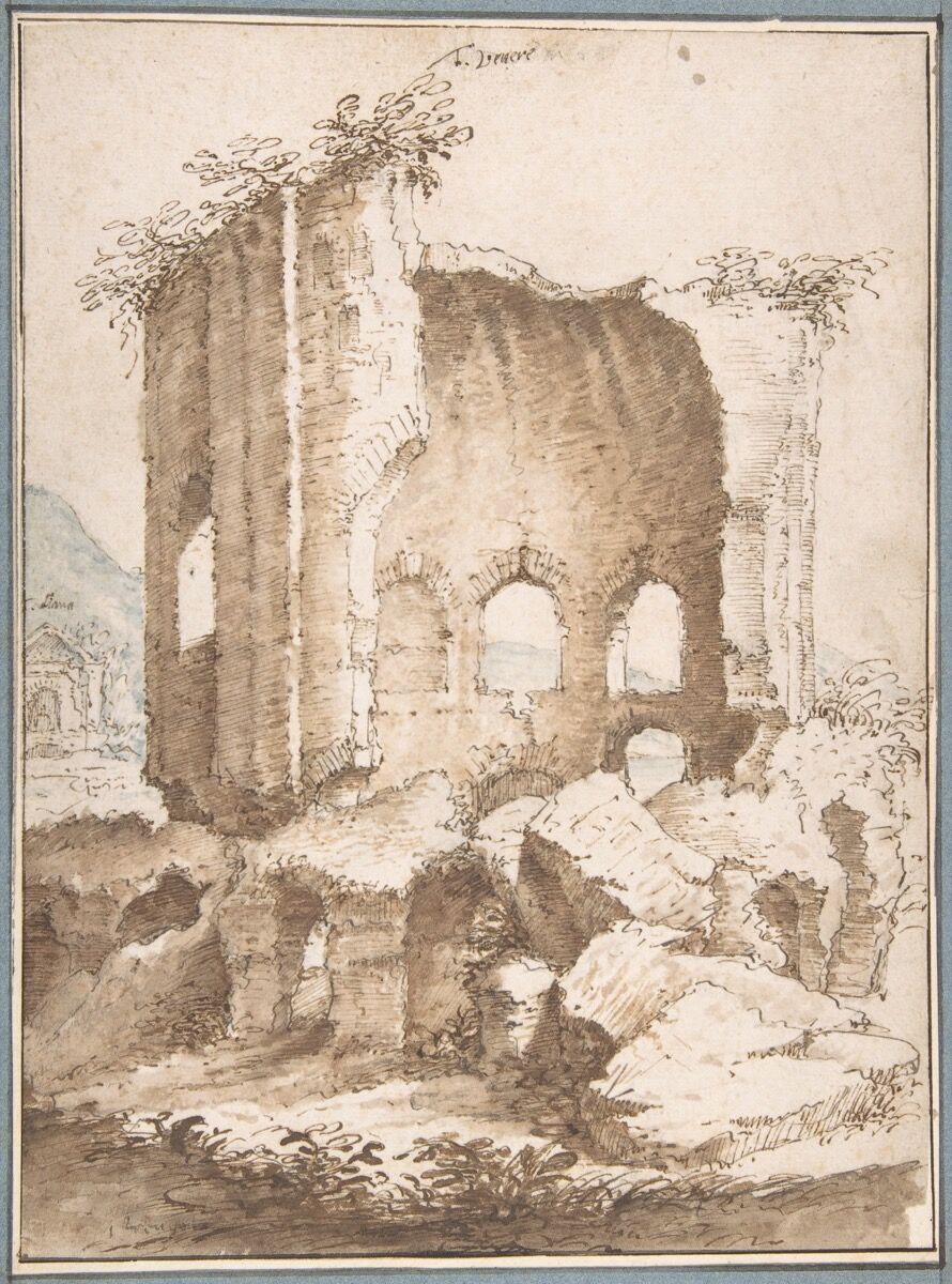 In his memoir, 'Drawn to Trouble,' Eric Hebborn claimed he forged this etching, which ended up in the collection of the Metropolitan Museum. Both the museum and Hebborn's former romantic partner dispute this account. The Met attributes View of the Temples of Venus and of Diana in Baia from the South (ca. 1594) to the "circle of Jan Brueghel the Elder."