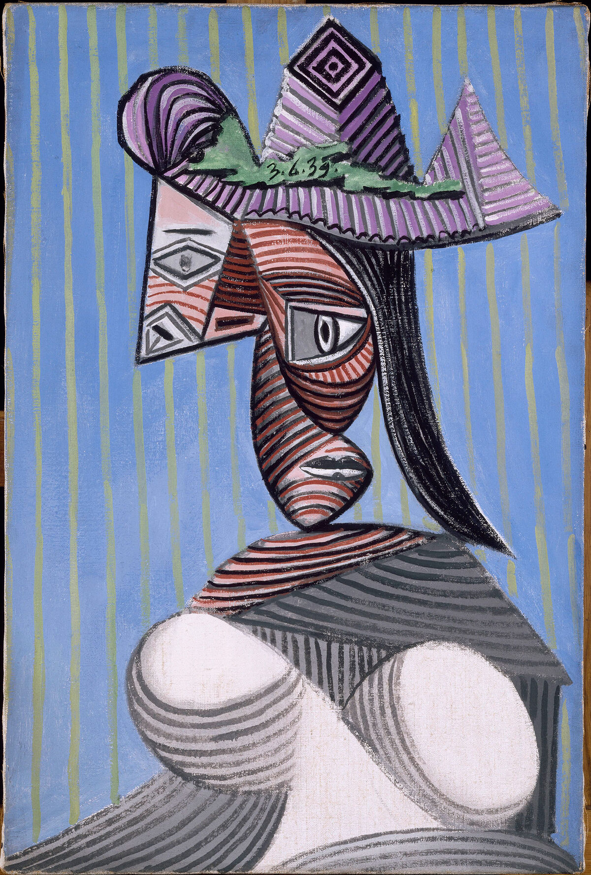 Picasso, Busto de mujer con sombrero de rayas, 1939. Musée Picasso Paris. © Sucesión Picasso. VEGAP, 2017. Courtesy of Museo Nacional Centro de Arte Reina Sofía.