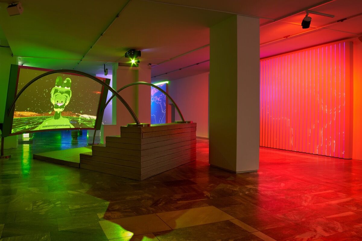 Meriem Bennani, installation view of Party on the CAPS, 2018, at JSC Berlin. Photo by Alwin Lay. Courtesy of the artist and C L E A R I N G, New York / Brussels.