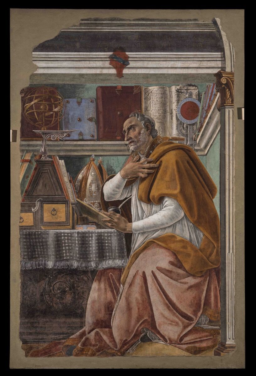 Sandro Botticelli, Saint Augustin in his Study, ca. 1480. Chiesa di San Salvatore in Ognissanti, Florence. Image courtesy of the Muscarelle Museum of Art &amp; Museum of Fine Arts Boston.