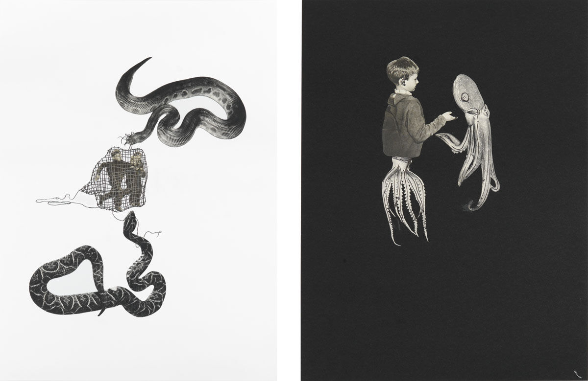 Left: Eva Kot’átková, Untitled (a mouse’s home is the snake’s boday), 2016; Right: Eva Kot’átková,&nbsp;Untitled (a mouse’s home is the snake’s boday), 2016. Images courtesy of the artist and Maccarone.&nbsp;