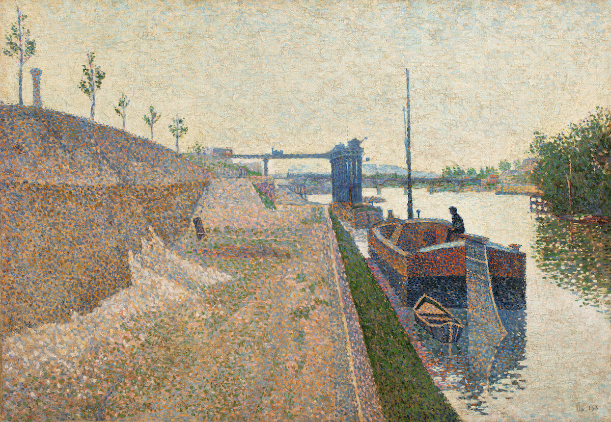 Paul Signac, Quai de Clichy. Temps Gris, 1887. Est. £600,000–800,000 ($783,000–1 million). Courtesy Sotheby’s. 