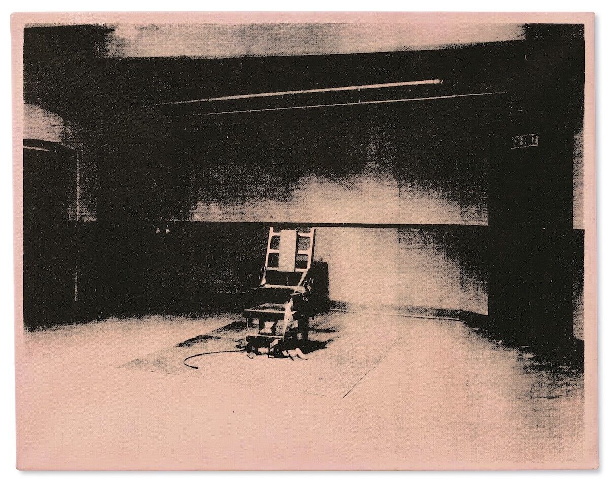 Andy Warhol, Little Electric Chair, 1964, acrylic and silkscreen ink on linen. Est. $6 million–$8 million. Courtesy Christie’s Images Ltd. 2019.
