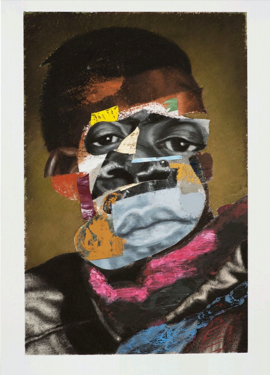 Nathaniel Mary Quinn, Uncle Gus, 2017. Courtesy of the artist, Rhona Hoffman Gallery, and Frederick Hutson.