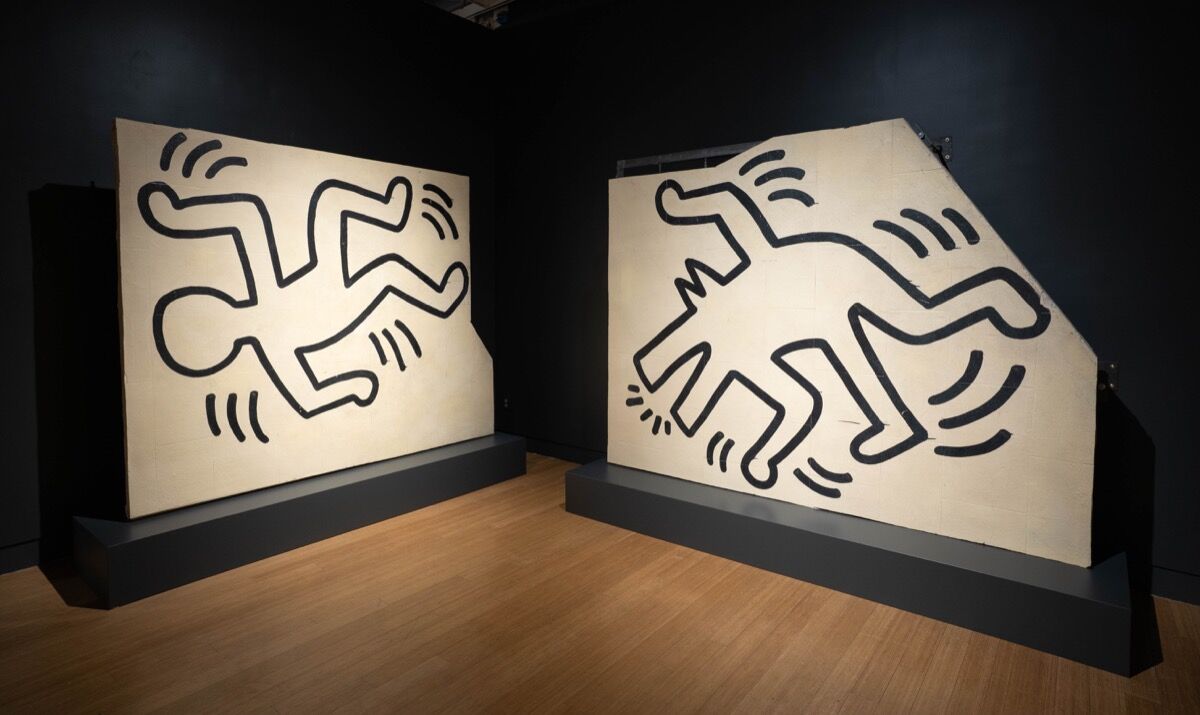 Installation view of Keith Haring , Untitled (The Church of the Ascension Grace House Mural),  ca. 1983–84, at Bonham&#x27;s, 2019. Courtesy of Bonham&#x27;s.