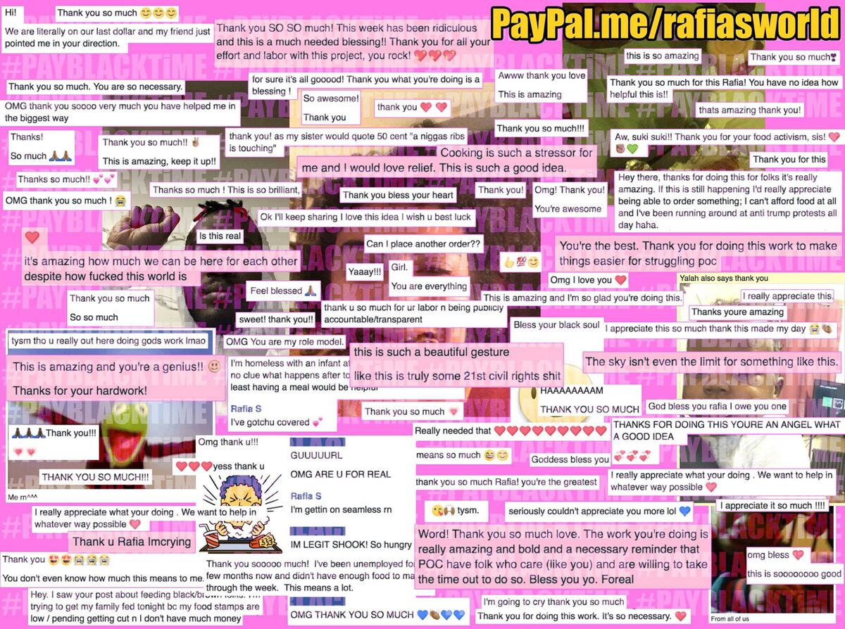 Rafia Santana, #PAYBLACKTiME (screenshot from 2016 on Facebook), 2016–ongoing. Courtesy of the New Museum.