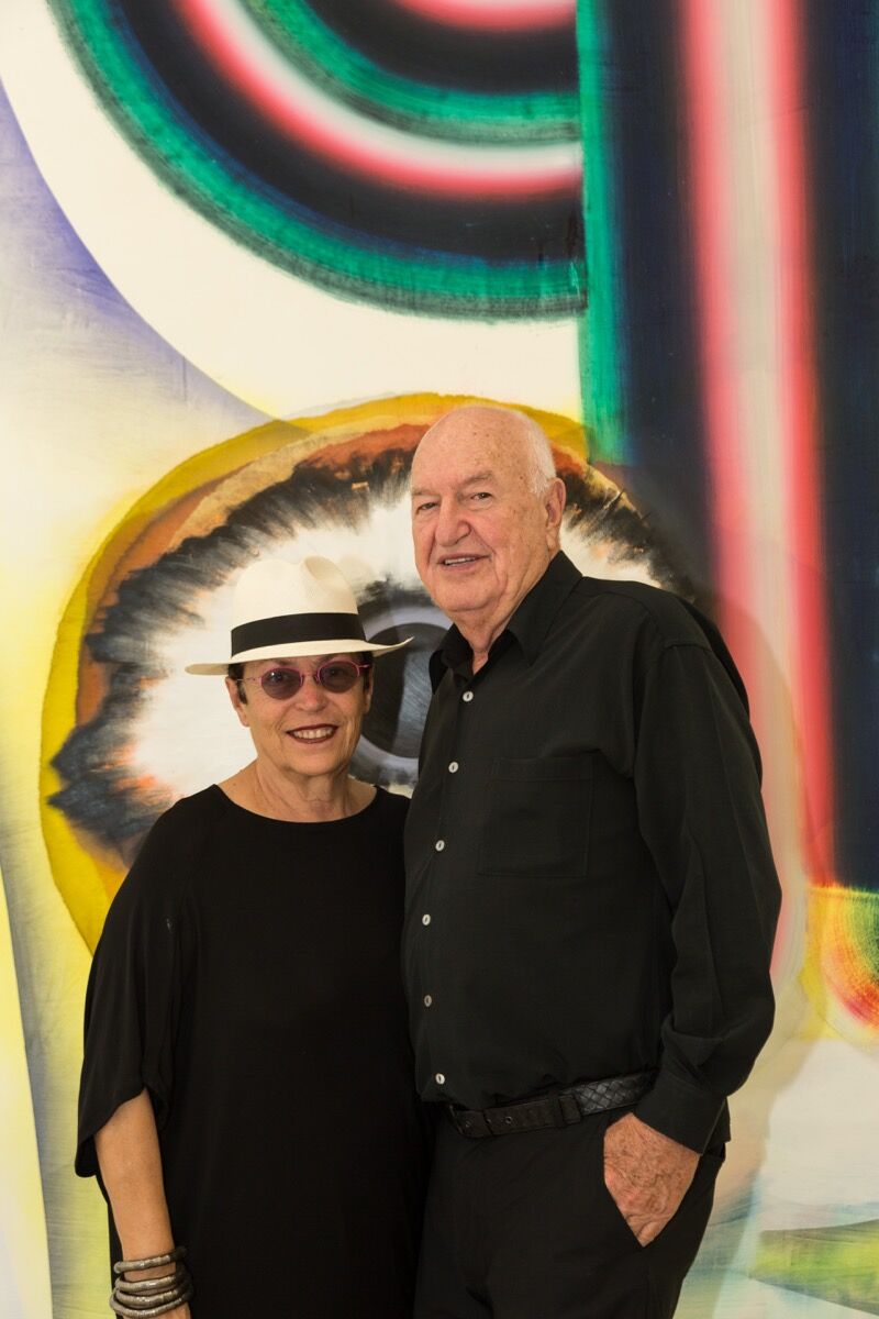 Mera and Don Rubell in front of Kerstin Brätsch, When You See Me Again It Wont Be Me, 2010. Photo by Chi Lam.