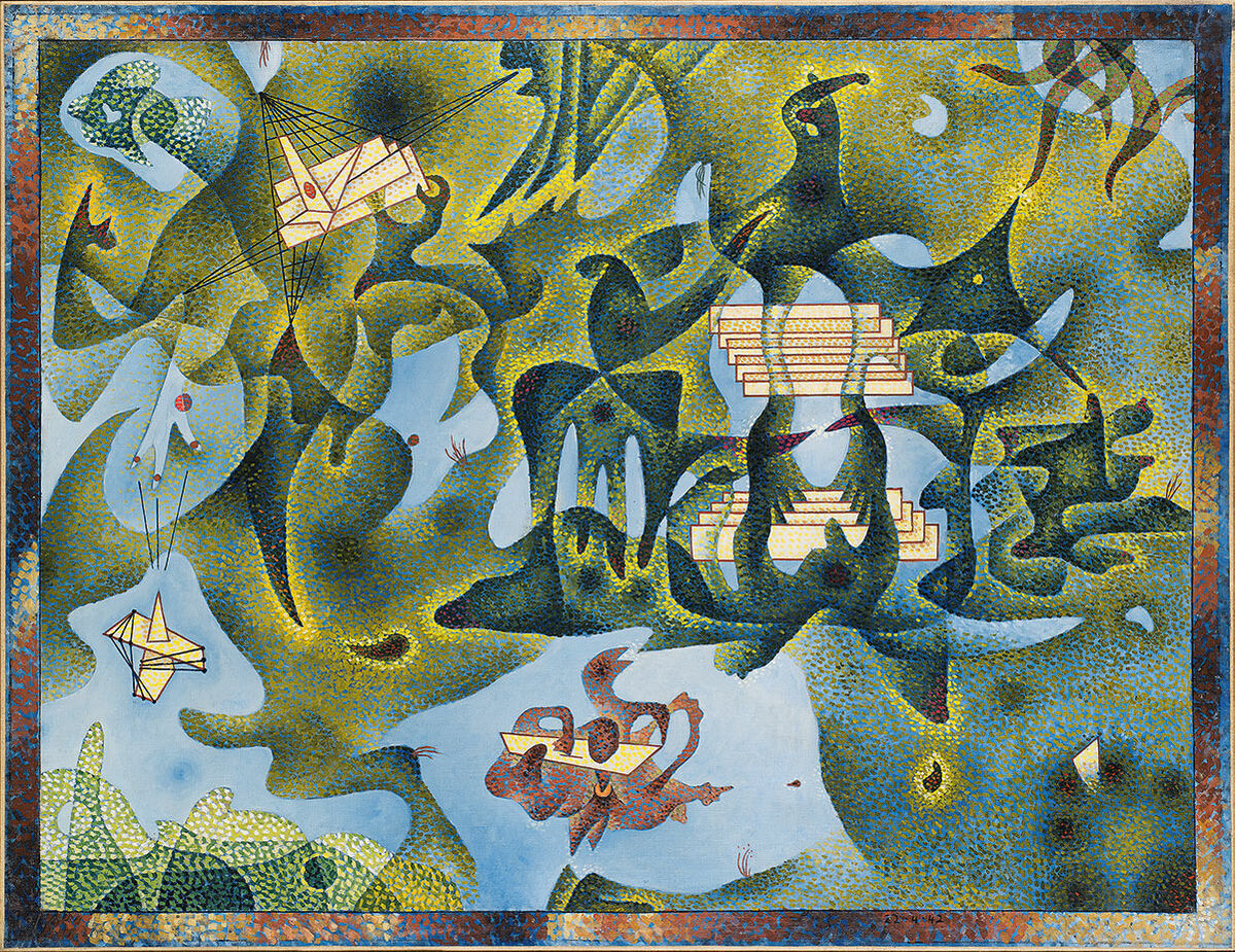 Gordon Onslow Ford, The Circuit of the Light Knight through the Dark Queen, 1942. Courtesy of Di Donna Galleries.