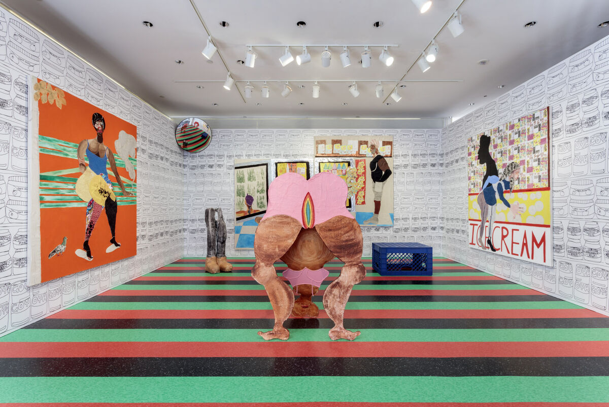 Installation view of “Hammer Projects: Tschabalala Self,” at the Hammer Museum, Los Angeles, 2019. Photo by Joshua White. Courtesy of the Hammer Museum, Los Angeles.