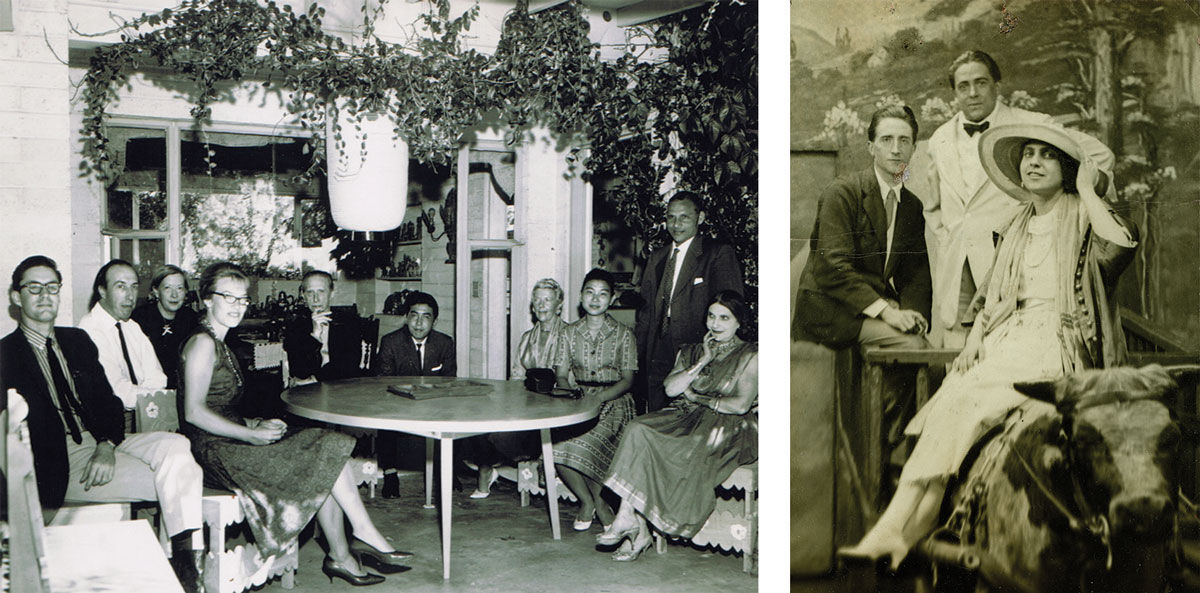 Left: Photo courtesy of Beatrice Wood Center for the Arts/Happy Valley Foundation. Right:&nbsp;Marcel Duchamp, Francis Picabia and Beatrice Wood, 1917. Private Collection, New York. Photo courtesy of Francis M. Naumann Fine Art.