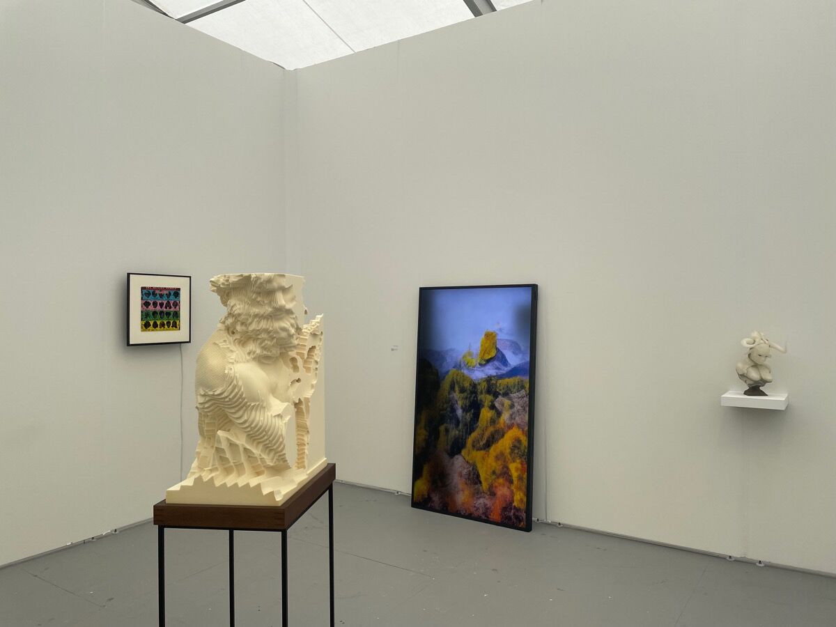 Installation view of bitforms gallery’s booth at Untitled Art Miami Beach 2021. Courtesy of bitforms gallery.