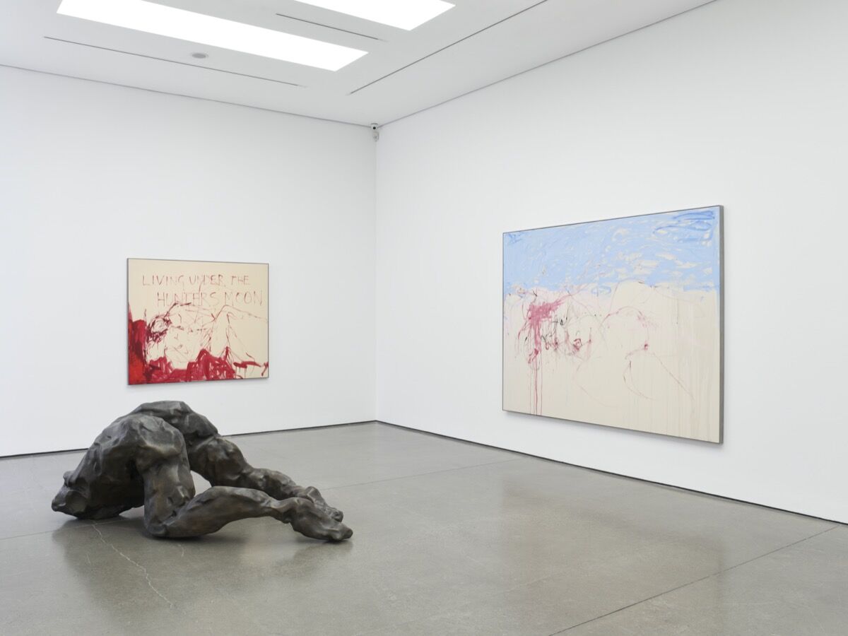 Tracey Emin, installation view of “Living Under the Hunters Moon,” 2020–21, at White Cube Mason’s Yard. © Tracey Emin. All rights reserved, DACS 2020. Photo © White Cube. Photo by Ollie Hammick. Courtesy of the artist and White Cube.  