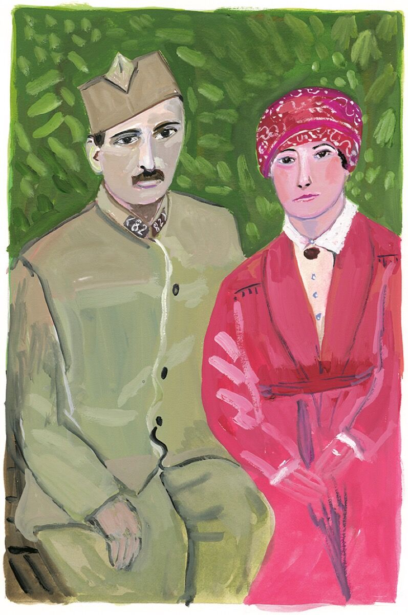 Maira Kalman,  Andre Derain and Alice Princet,  from  “ The Autobiography of Alice B Toklas,” 2019. Courtesy of Julie Saul Projects, New York.