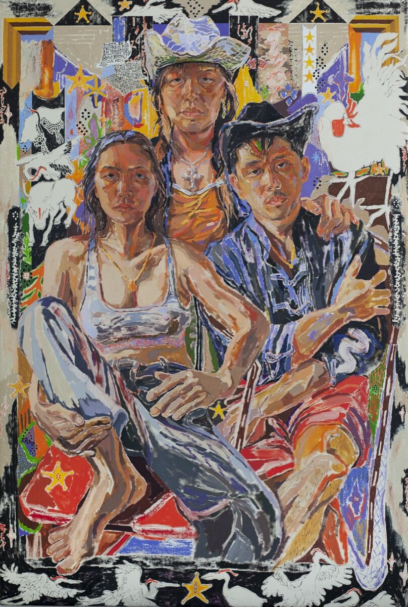 Oscar yi Hou, birds of a feather flock together, aka: A New Family Portrait, 2020. Courtesy of the artist and Carl Freedman Gallery