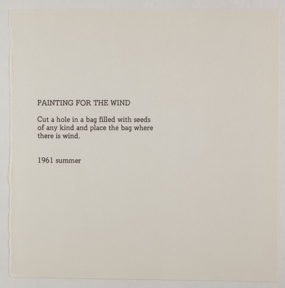 Yoko Ono, &quot;Painting For The Wind,&quot; 1961, from Grapefruit, published 1964 . © Yoko Ono. Courtesy of the artist and Galerie Lelong.