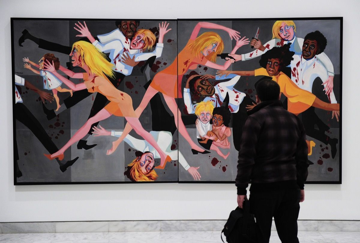 Faith Ringgold,  The American People Series #20: Die , 1967. Photo by Josep Lago/AFP/Getty Images.