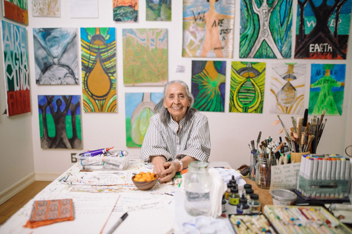 Portrait of Luchita Hurtado, 2018. © Luchita Hurtado. Photo by Oresti Tsonopoulos. Courtesy of the artist and Hauser & Wirth.
